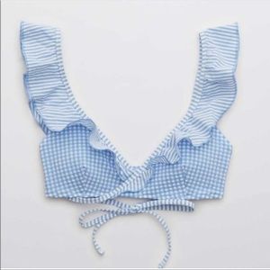 Aerie Gingham Seersucker Scoop Wrap Bikini Top